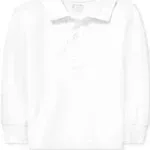 The Children's Place Boys' Uniform Long Sleeve Pique Polo 2-Pack, White Single, 5T