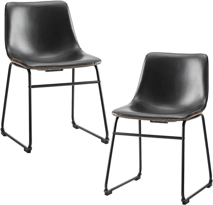 DUMOS Bar Stools Set of 2, Leather Barstools Counter Height Dining Room Chairs ...