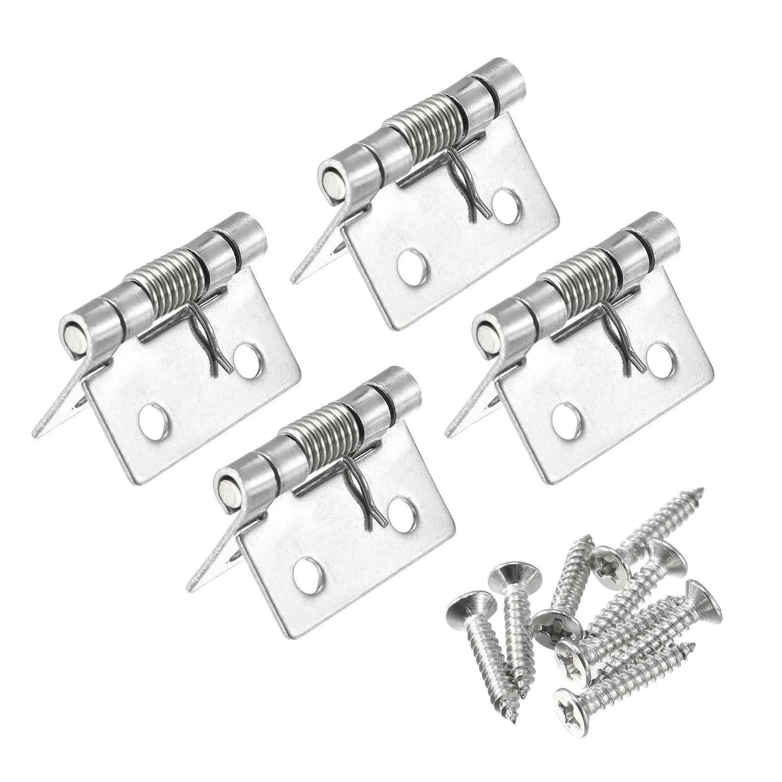 4pcs Spring Loaded Hinges 1&#034; 304 Stainless Steel Self Closing Hinge for Cabinet