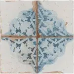 Merola Tile Artisan Ceramic Floor and Wall Tile, Azul Decor, Sample