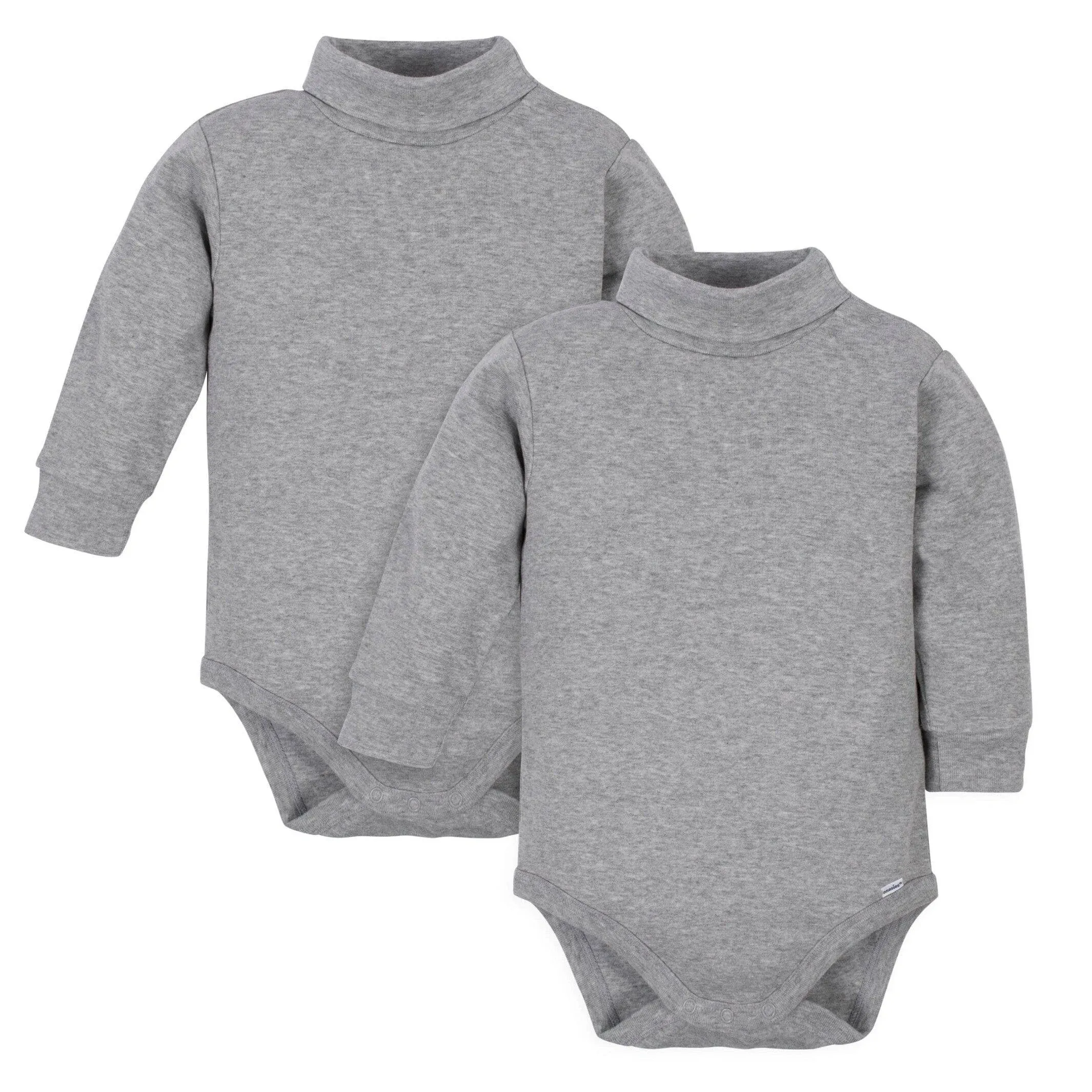 2-Pack Baby &amp; Toddler Neutral Grey Heather Long Sleeve Turtleneck Onesies® Bodysuits