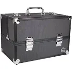 Primped &amp; Polished 6 Tray Train Case, Dark Gray, 5.6 Pound