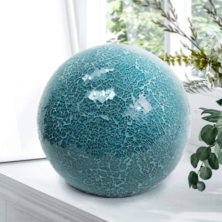 Simple Designs 7 3/4" High Teal Mosaic Ceramic Ball Accent Table Lamp