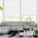 LUCKUP Horizontal Window Shade Blind Zebra Dual Roller Blinds Day and Night Blinds Curtains,Easy to Install 35.4" x 59", White