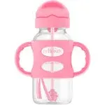 Dr. Brown's 9 oz. Wide-Neck Sippy Straw Bottle with Handles in Pink