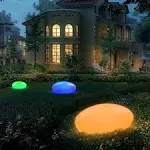 Solar Garden Lights Outdoor Glow Cobblestone Shape Lamp Garden Decor Light-White & RGB Lights Waterproof Landscape Night Lights for Lawn/Patio/Path 1pc