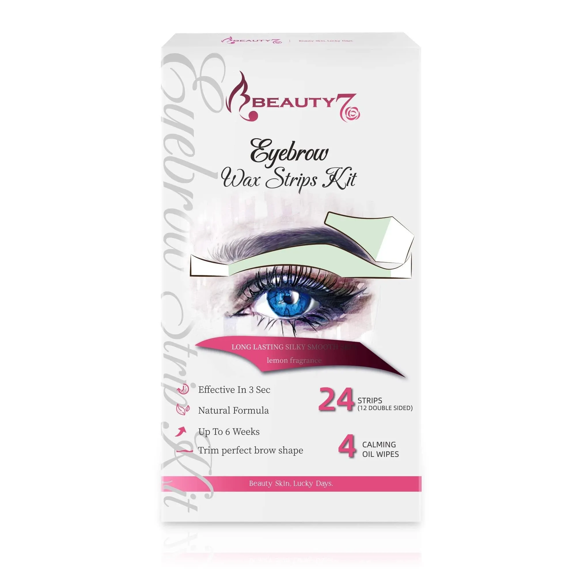 Beauty7 Wax Strips for Face, Eyebrow Shaper, Pre-Cut, 24pcs