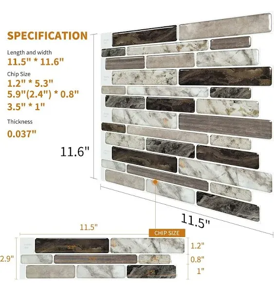 WOWSTAR 10-Sheet Peel and Stick Tiles