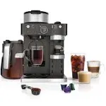 Ninja CFN601 Espresso & Coffee Barista System, Single-Serve Coffee & Nespresso Capsule Compatible, 12-Cup Carafe, Built-in Frother, Espresso, Cappuccino & Latte Maker, Black & Stainless Steel