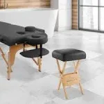 Saloniture Wood Folding Massage Stool with Carrying Case - Black