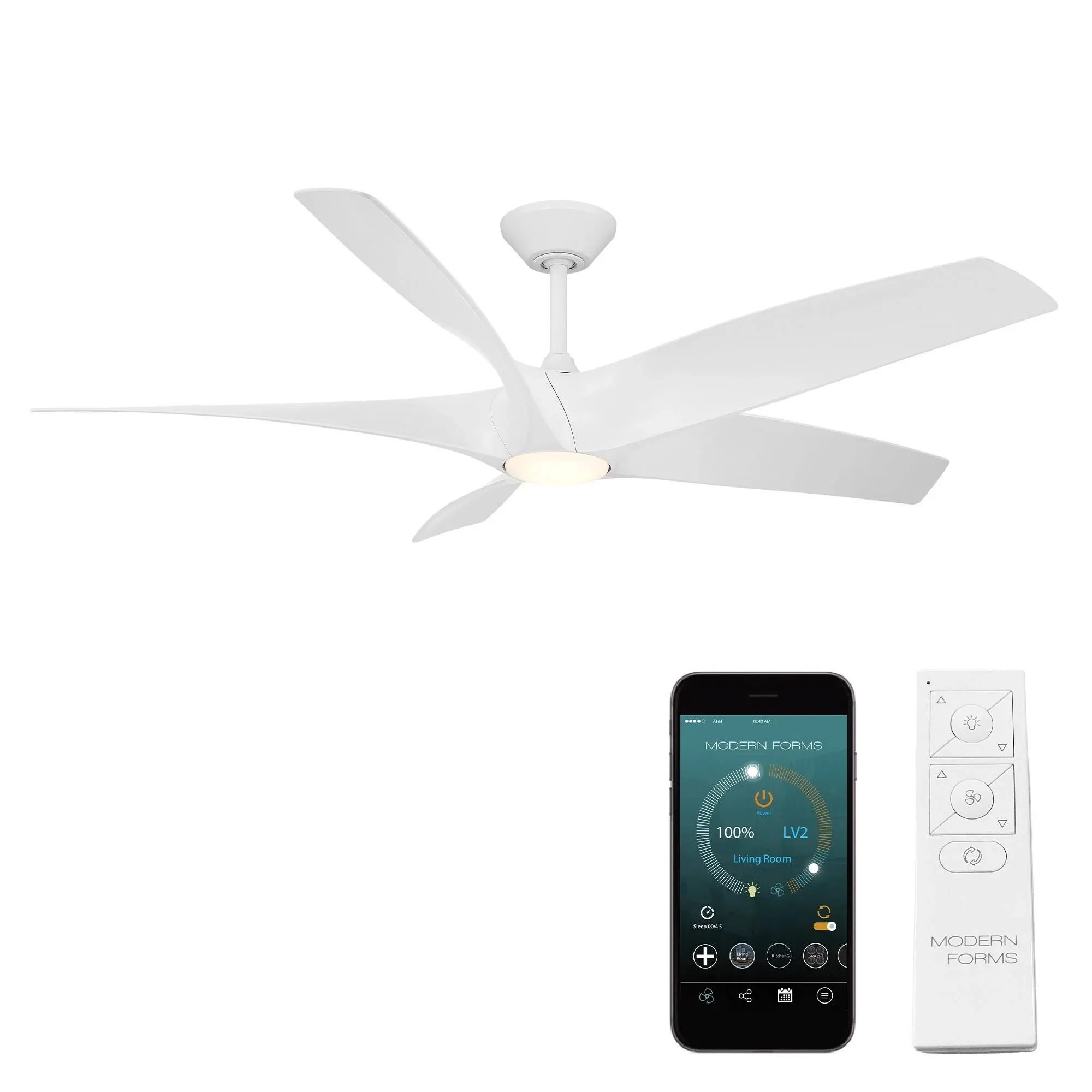 Zephyr 5-Blade 62 Inch Black and Koa Outdoor CCT LED Smart Ceiling Fan