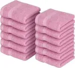 Utopia Towels Premium Washcloth Set (30 x 30 cm) 100% Cotton Face Cloths, Highly Absorbent and Soft Feel Fingertip Towels (12 Pack, Pink)