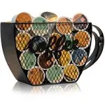 Made Easy Kit Coffee Pod Organizer - Home Coffee Bar Functional Décor - Café Station Countertop Storage Accessories (Black Coffee Cup Mountable)