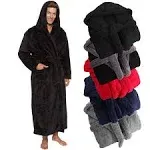 Mens Robe Big &amp; Tall Hooded Luxury Robe - Long Plush 400GSM Fleece Bathrobe