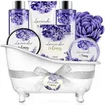 Bath and Body Gift Sets for Women 8 Pcs Lavender and Honey Spa Baskets, Beauty Holiday Gifts