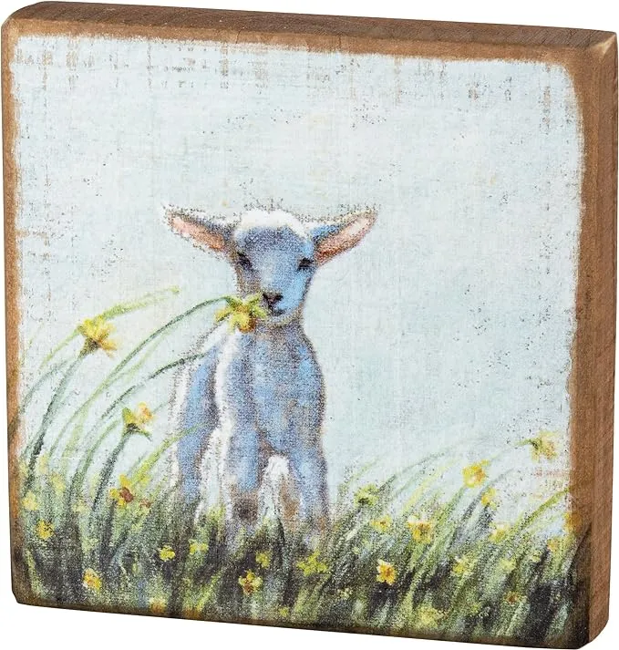 Easter Lamb Block Sign