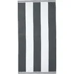 Lands' End Rugby Stripe Reversible Beach Towel - Warm Graphite Stripe