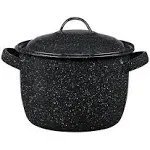 Brand New Granite-Ware Bean Pot 4 Quart With Lid Black Speckled  Enamel On Steel