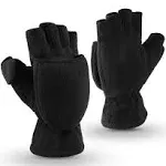 OZERO Winter Gloves Fingerless Convertible Mittens Thermal Polar Fleece Insulated Lining Windproof Warm for Men Women