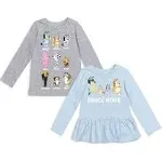 Bluey Bingo Big Girls 2 Pack T-shirts Blue / Grey 10-12