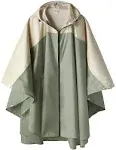 SaphiRose Unisex Rain Poncho Hooded Waterproof Raincoat Jacket for Adults Women Men(Light Green-White)