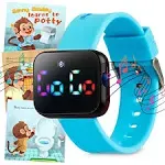 Potty Training Watch for Kids V2 – A Water Resistant Potty Reminder Device for Boys & Girls to Train Your Toddler with Fun/Musical & Vibration Interval Reminder with Potty Training eBook (Sky)