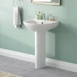 DeerValley Liberty 26" U-Shape Pedestal Bathroom Sink with Overflow