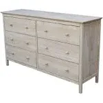 International Concepts Dresser with 6 Drawers, Unfinished