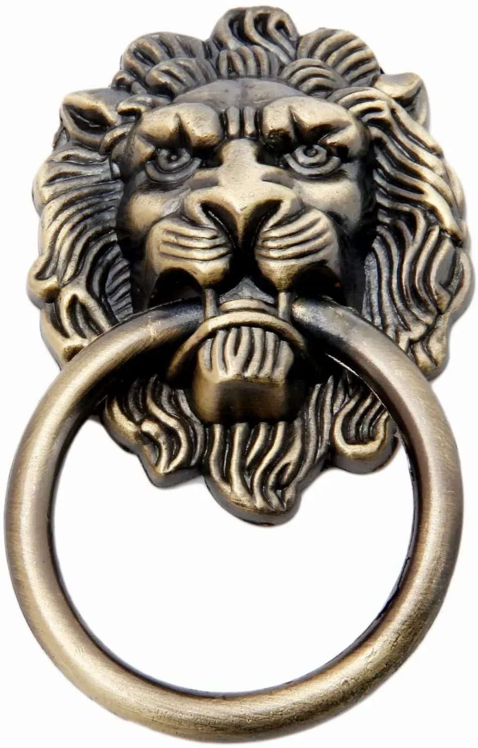 Vintage Bronze Lion Head Door Handles Cabinet Dresser Drawer Pulls Ring Hardware