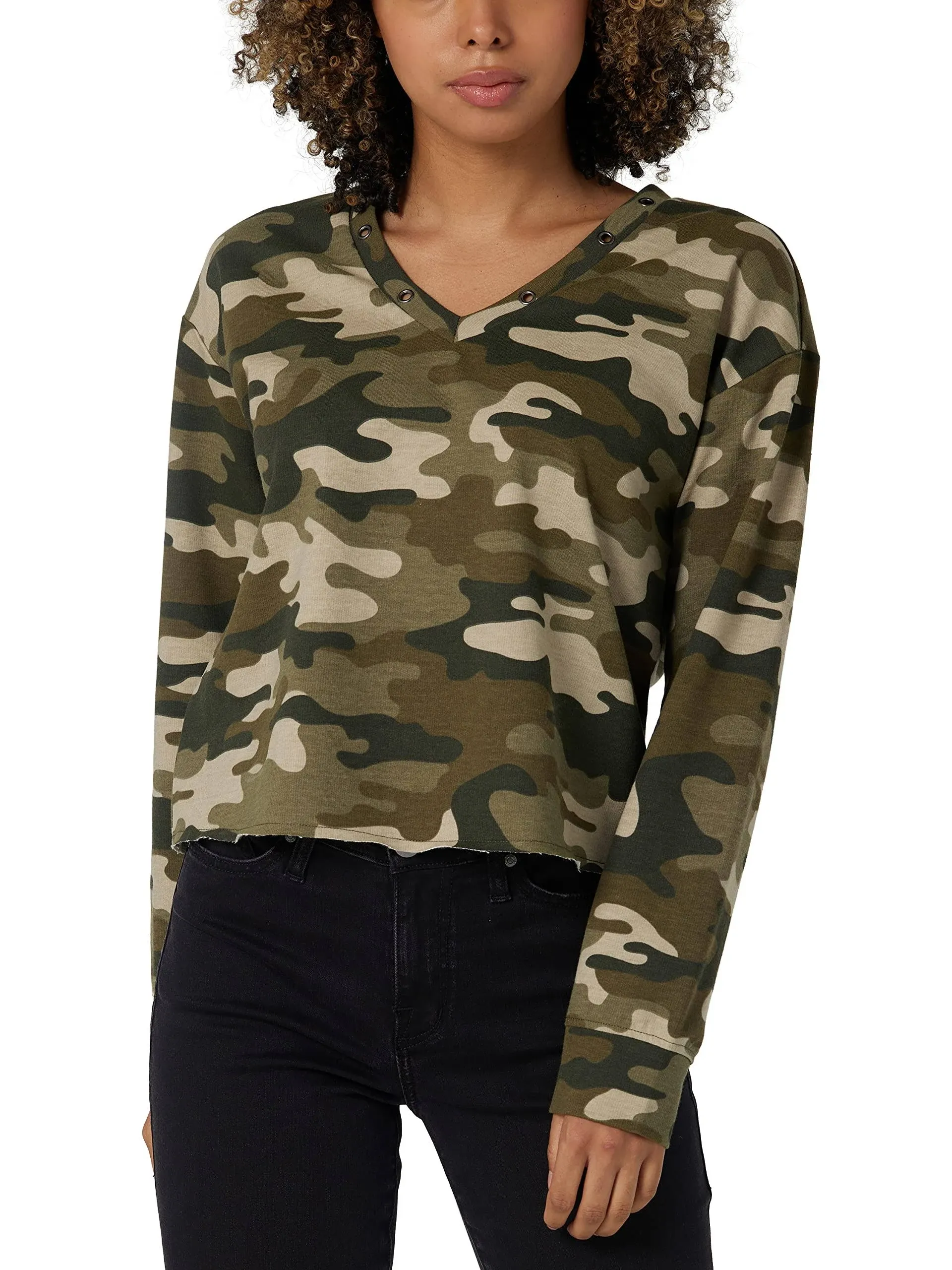 Rock & Republic Women's V-Neck Pullover Sweatshirt