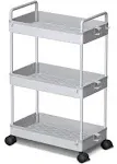 Ronlap 3 Tier Classic Storage Rolling Cart, Slim Storage Cart with Wheels Slide Out Storage Rolling Cart Organizer Plastic Utility Carts for