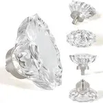 Brushed Nickel Cabinet Knobs,Glass Crystal Pulls and Knobs for Dresser Drawers(Oval,8 Pack)