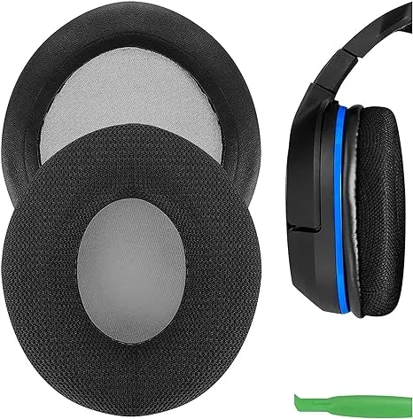 Geekria Comfort Mesh Fabric Replacement Ear Pads for Turtle Beach Ear Force P11, PX22, PX51, PX24, PX21, PX4, PX5, X41, X42, X12 Headphones Ear Cushions, Headset Earpads, Ear Cups Cover (Black)