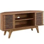 Modway Render Mid-Century Modern Low Profile Corner Media TV Stand in Wal, 15 x 46 x 23