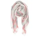 Scarf for Women Lightweight Madrid Collection 1 - White and Pink Geometric