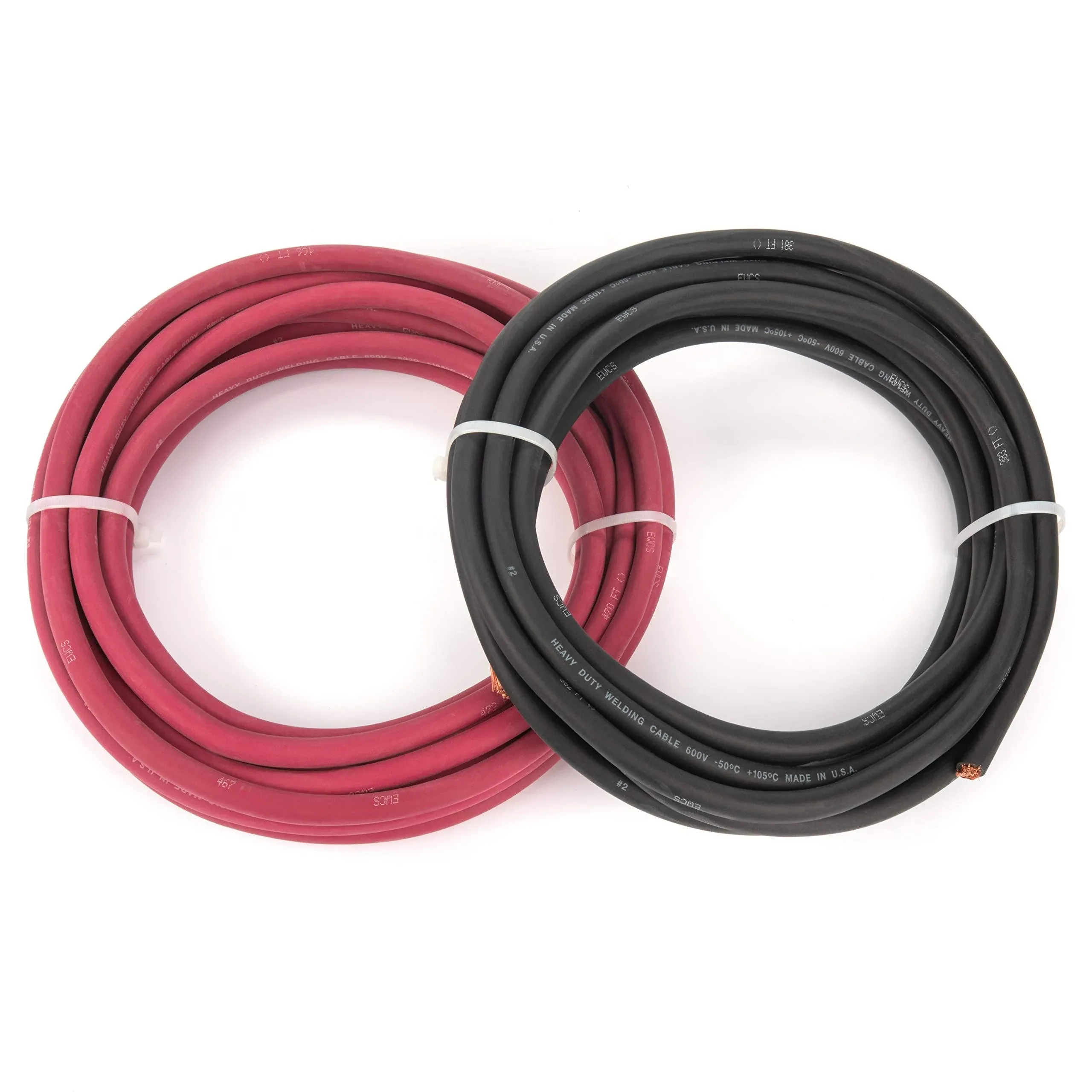 2 Gauge Premium Extra Flexible Welding Cable 600 Volt Combo Pack - Black+Red - 1