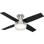 Hunter 59243 Dempsey 44" 4-Blade Low-Profile Ceiling Fan with Light - Brushed Nickel