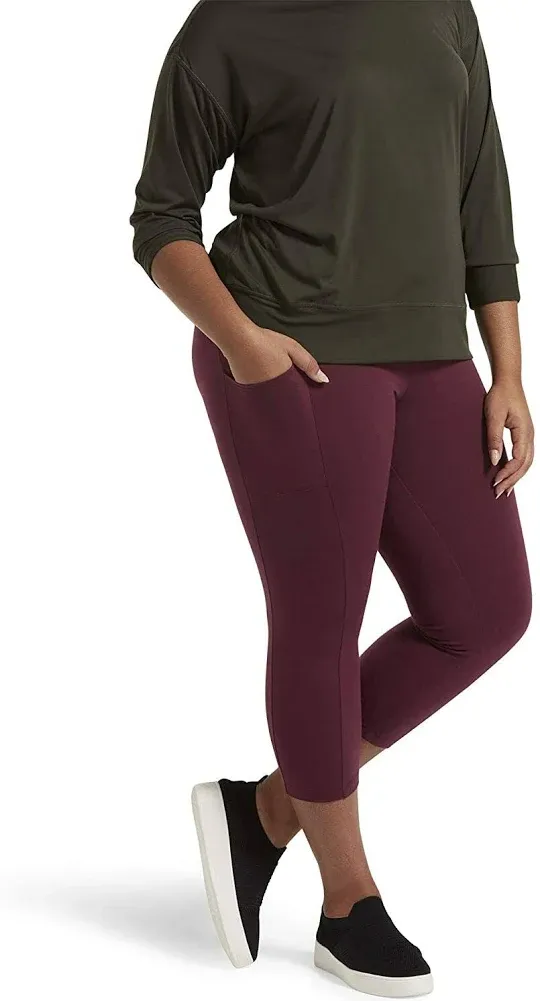 No Nonsense Women&#039;s Cotton Lounge Capri Legging with Tech Pocket