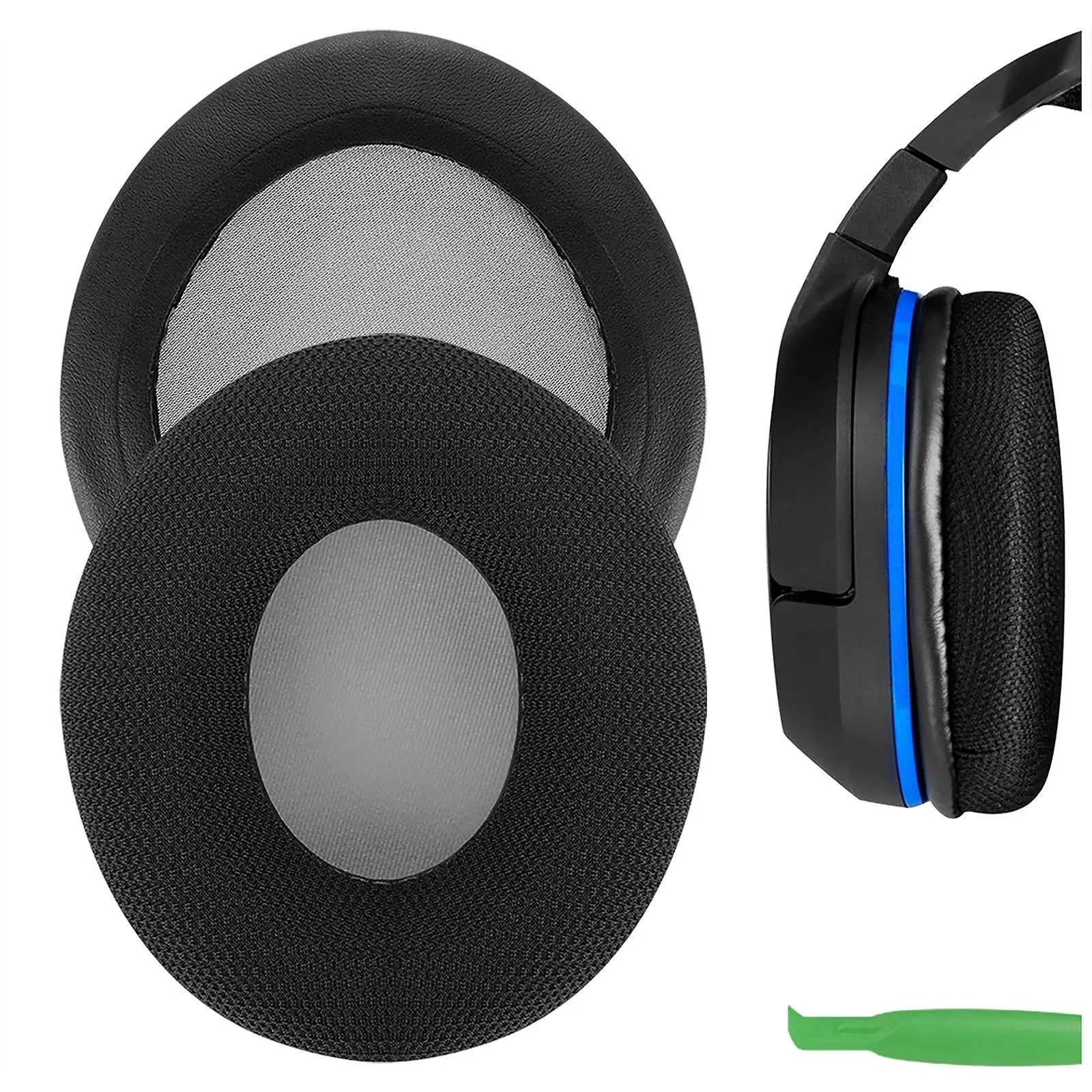 Geekria Comfort Mesh Fabric Replacement Ear Pads for Turtle Beach Ear Force P11, PX22, PX51, PX24, PX21, PX4, PX5, X41, X42, X12 Headphones Ear Cushions, Headset Earpads, Ear Cups Cover (Black)