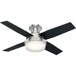 Hunter Dempsey 44" Ceiling Fan with LED Light in Brushed Nickel