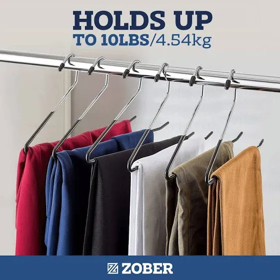 Zober Pants Hangers Non Slip - 30 Pack Open Ended Pants and Jean Hangers for Closet - Space Saving Clothes Hanger - Strong, Durable, Metal Pant Hangers (Black)