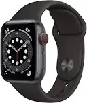 Apple Watch Series 6 - 40mm - GPS + Cellular - Space Gray Aluminum Case - Black Sport Band