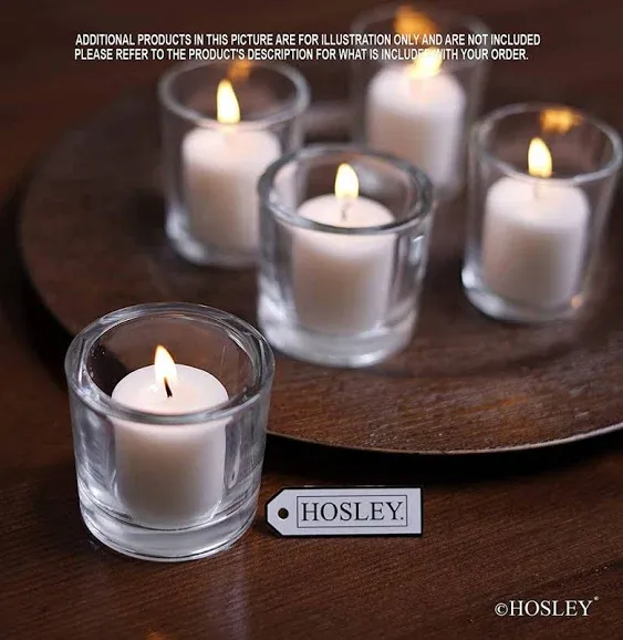 Hosley, Set of 30 Unscented White Votive Candles, Burns Up To 10 Hours,Wax Blend