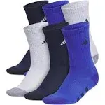 Adidas Boys' Cushioned Angle Stripe Crew Socks - 6-Pack - Gray/Blue