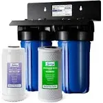 iSpring WGB21B-DS 2-Stage Whole House Water Filtration System, with 10 inch x 4.5 inch Sediment CTO(Chlorine, Taste, and Odor) Filter, Anti-Scale