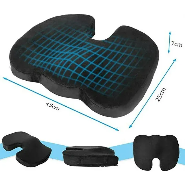 Office Chair Cushions for Desk Chairs,Memory Foam Coccyx Cushion,Car Seat Cushion for Back Tailbone Pain Relief,Dual-Linings Protects Wheelchair Cushion Black