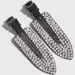 Kitsch Metal Rhinestone Creaseless Hair Clips - Stylish No Bend Clips for Makeup & Styling | Gentle on Hair, No Creases | Chic Hematite Finish | Hair Accessories for Effortless Style - Set of 2