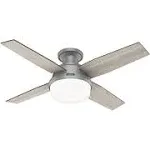 Hunter Dempsey Low Profile 44" Ceiling Fan with Lights in Matte Silver