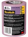 Scotch Delicate Surface Painter's Tape, 1.41 in x 60 yd, Purple, 4 Rolls