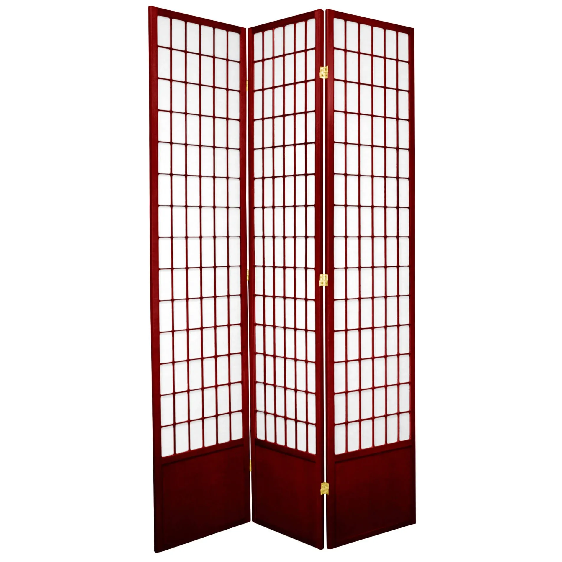 7 ft. Tall Window Pane Shoji Screen - Rosewood - 3 Panels